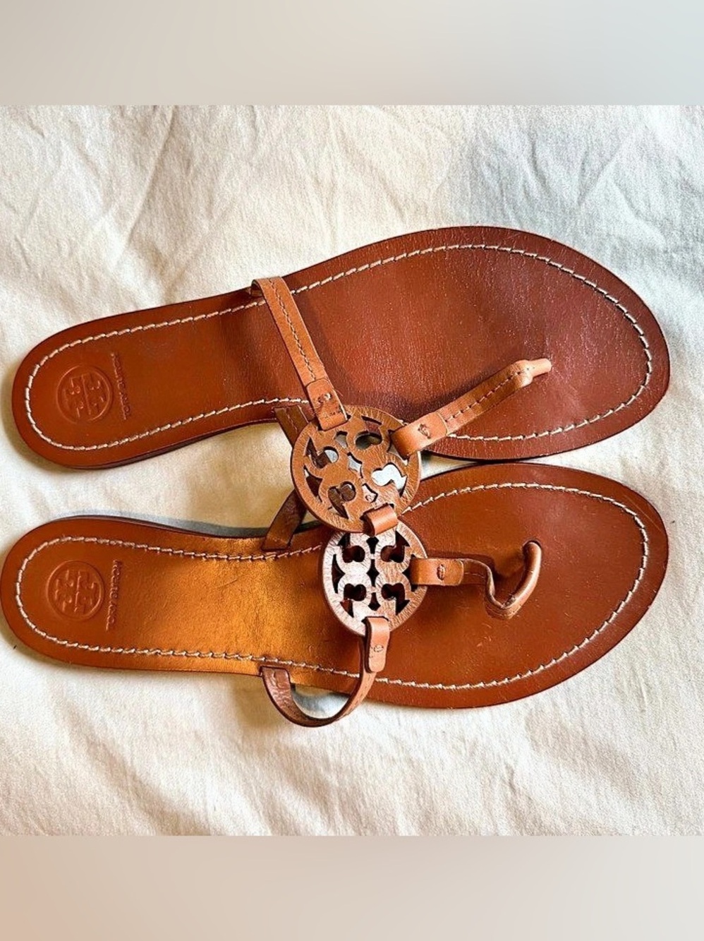 Tory Burch Mini Miller Leather Sandal Brown Flat Sandals Size 9